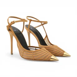 Slingback donna in suede e tulle