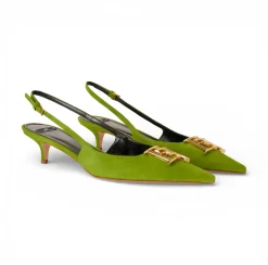 Slingback donna in suede con dettaglio logo