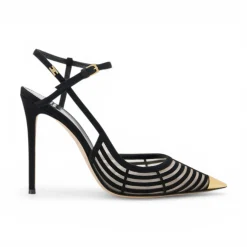 Slingback donna in suede e tulle