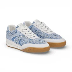 Sneakers donna in denim con pietre gioiello
