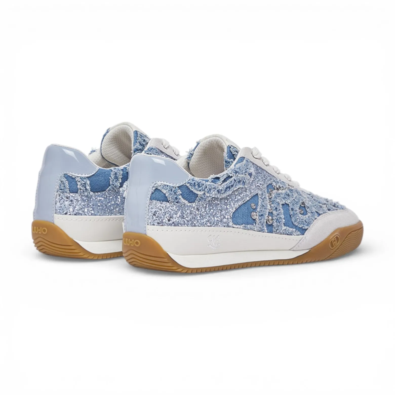Sneakers donna in denim con pietre gioiello