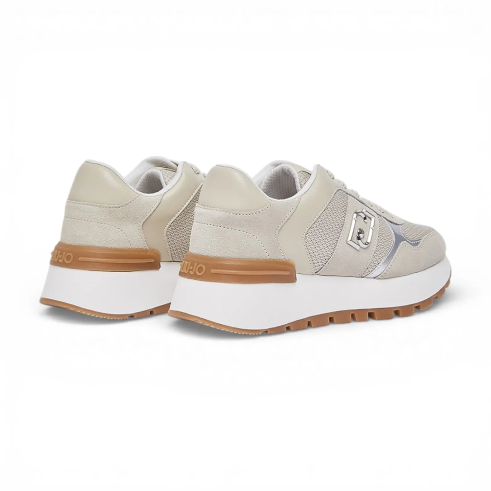 Sneakers donna platform in suede e mesh