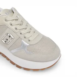 Sneakers donna platform in suede e mesh