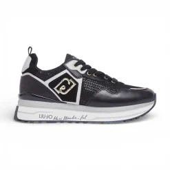 Sneakers donna platform in mesh con paillettes