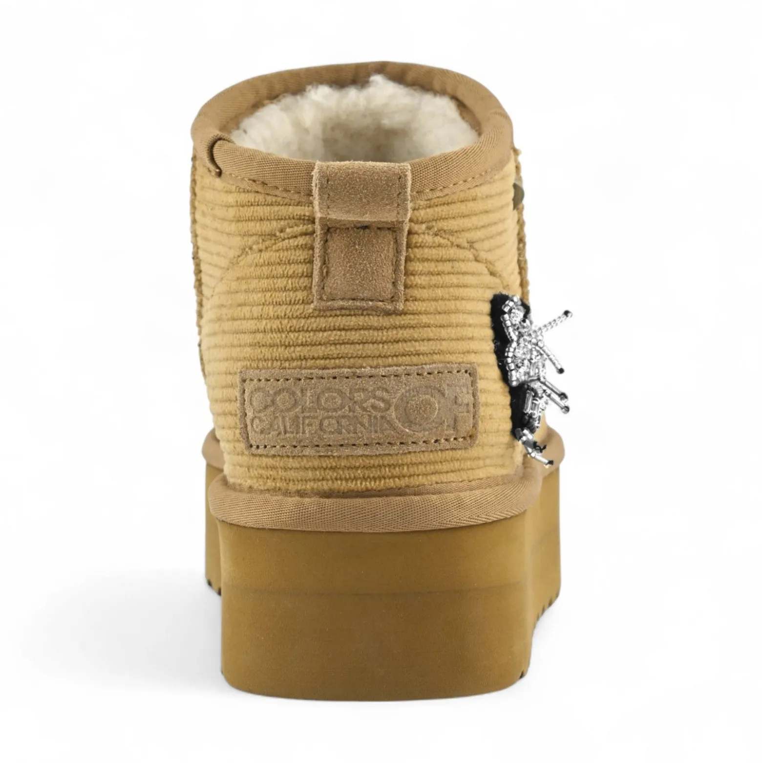Stivale donna invernale in velluto a coste con patch