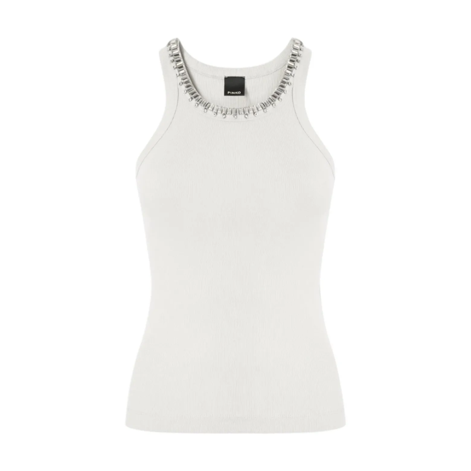 Top donna a costine con ricami gioiello
