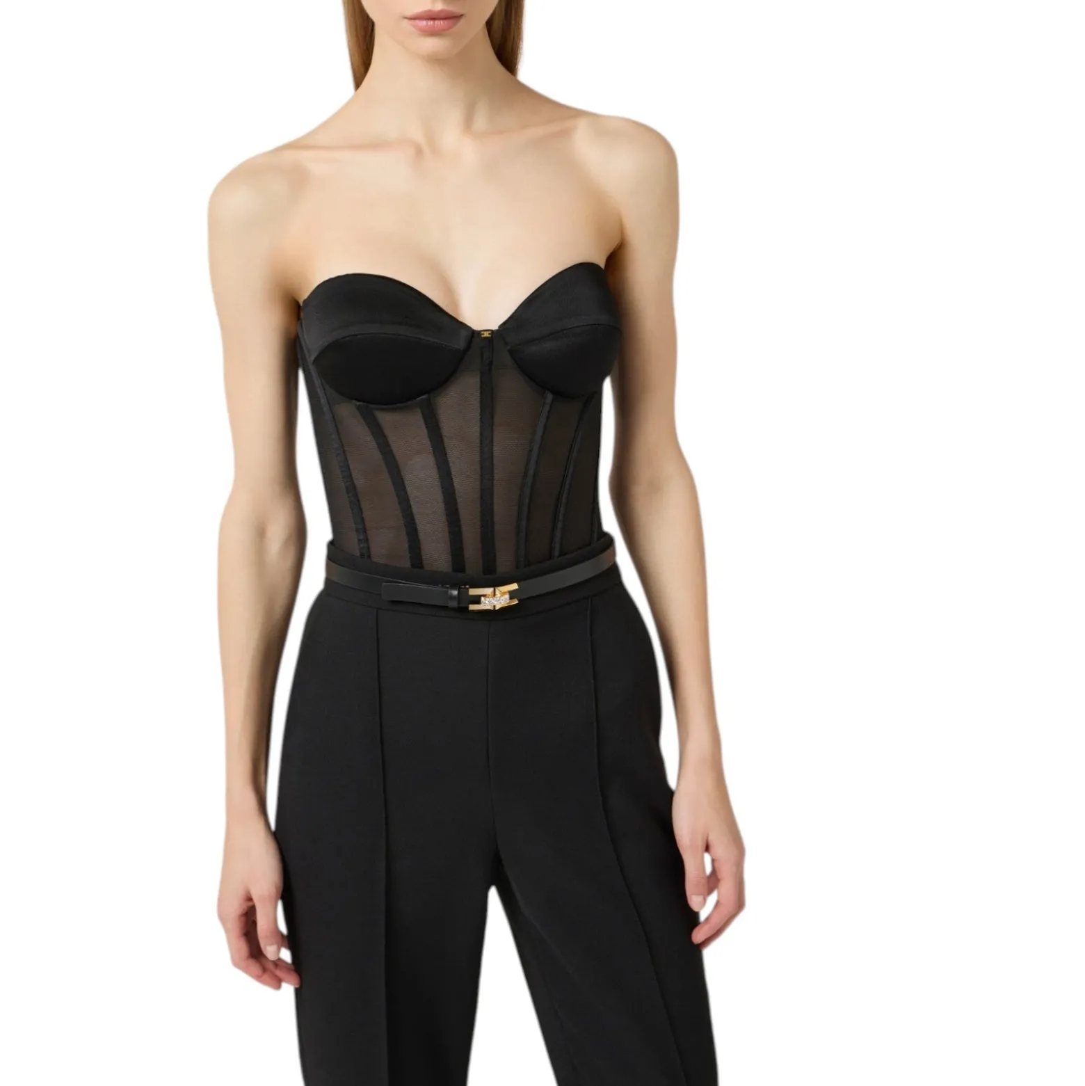 Top donna bustier in tulle e satin