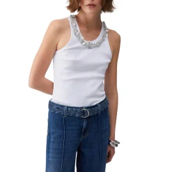 Top donna con dettagli gioiello