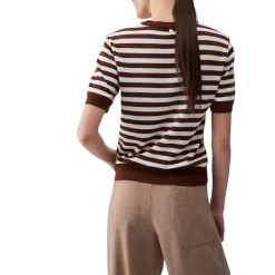 Top donna con inserti in twill stampato