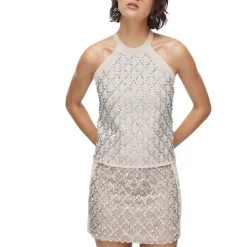 Top donna con ricami gioiello