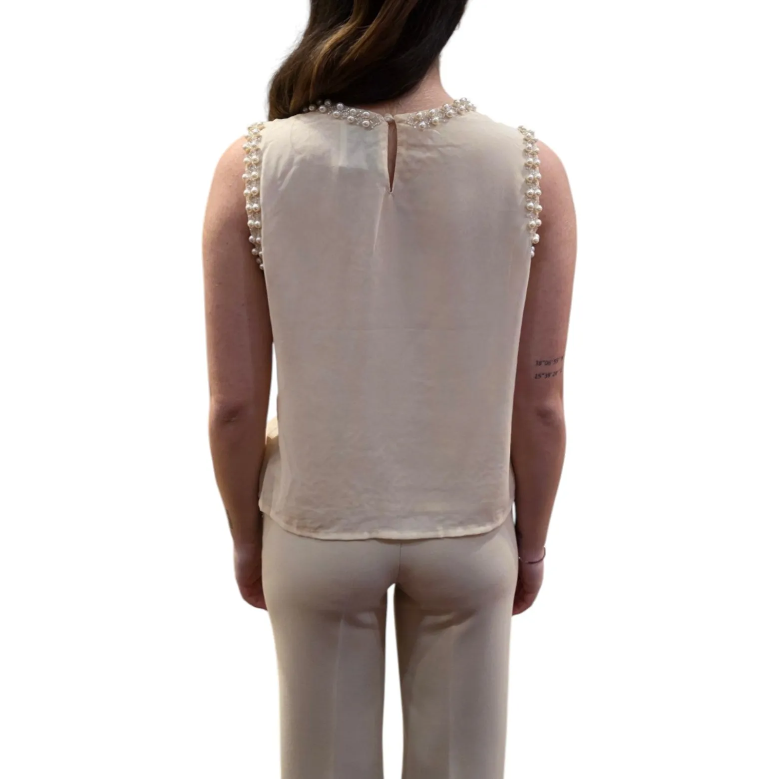 Top donna con strass e perline