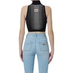 Top donna in maglia a righe dégradé