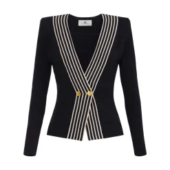 Top donna in maglia con bande a righe