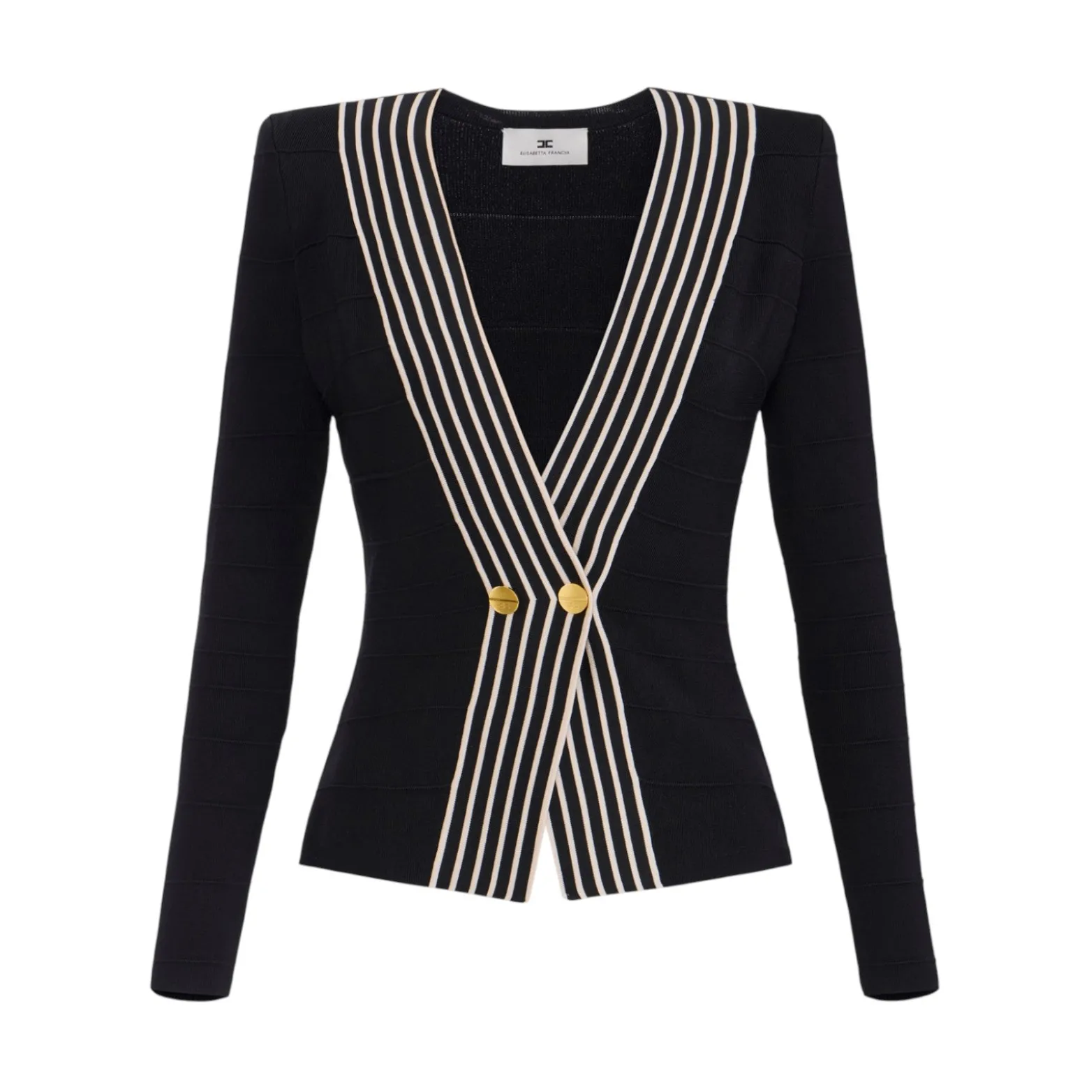 Top donna in maglia con bande a righe