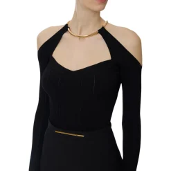 Top donna in maglia con dettaglio gioiello