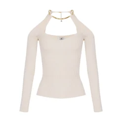 Top donna in maglia con dettaglio gioiello