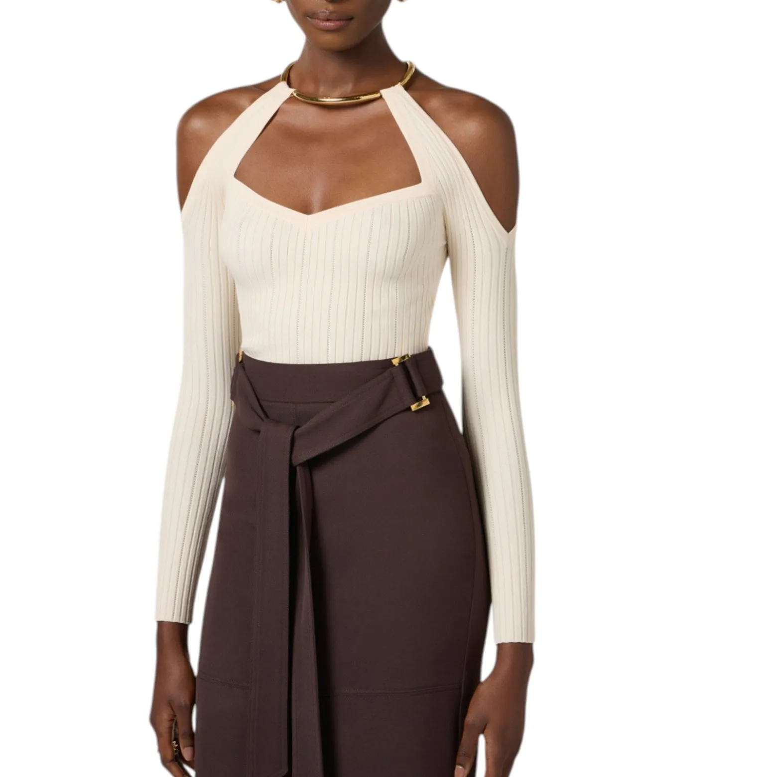 Top donna in maglia con dettaglio gioiello