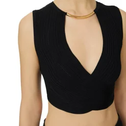 Top donna in maglia con dettaglio gioiello