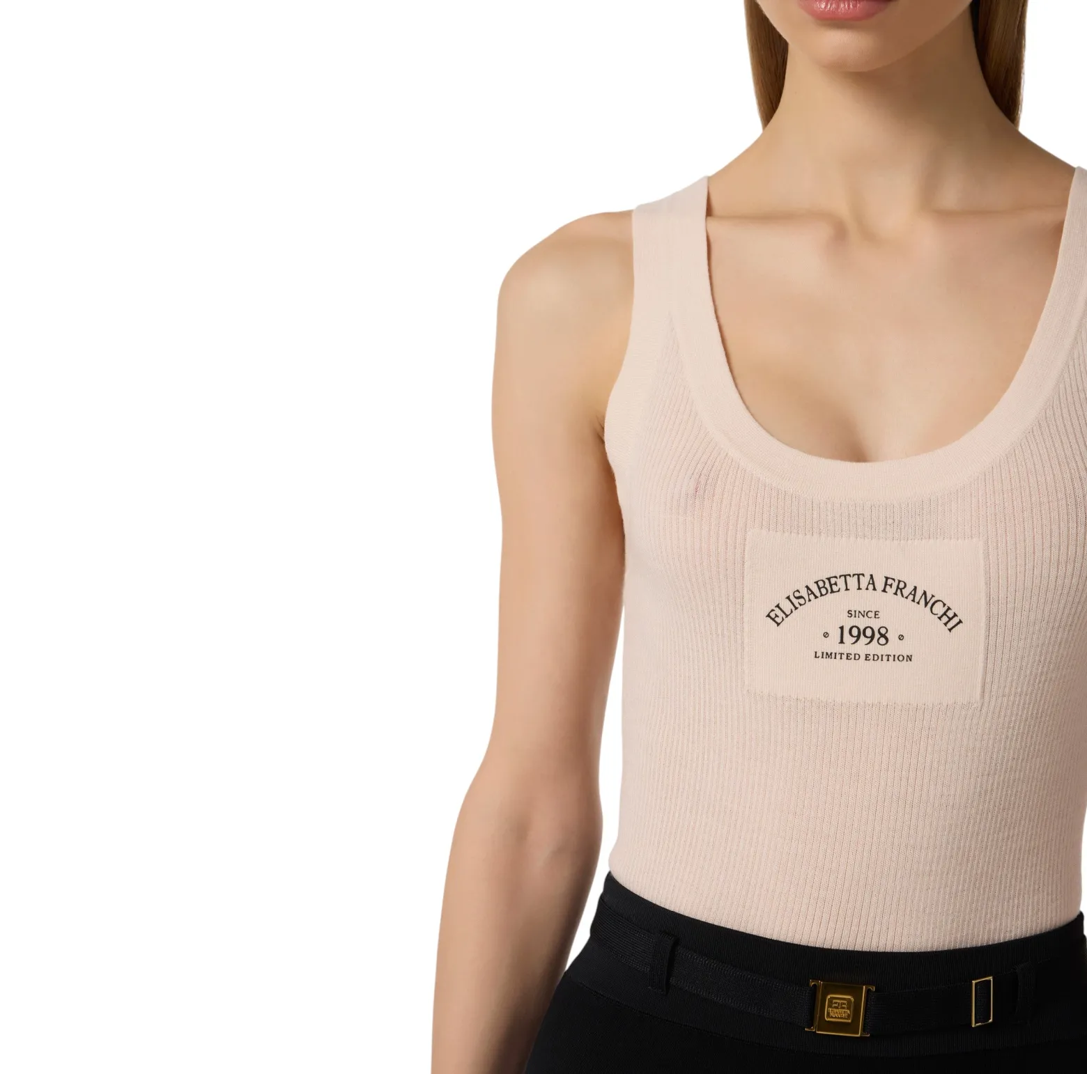 Top donna in maglia con logo