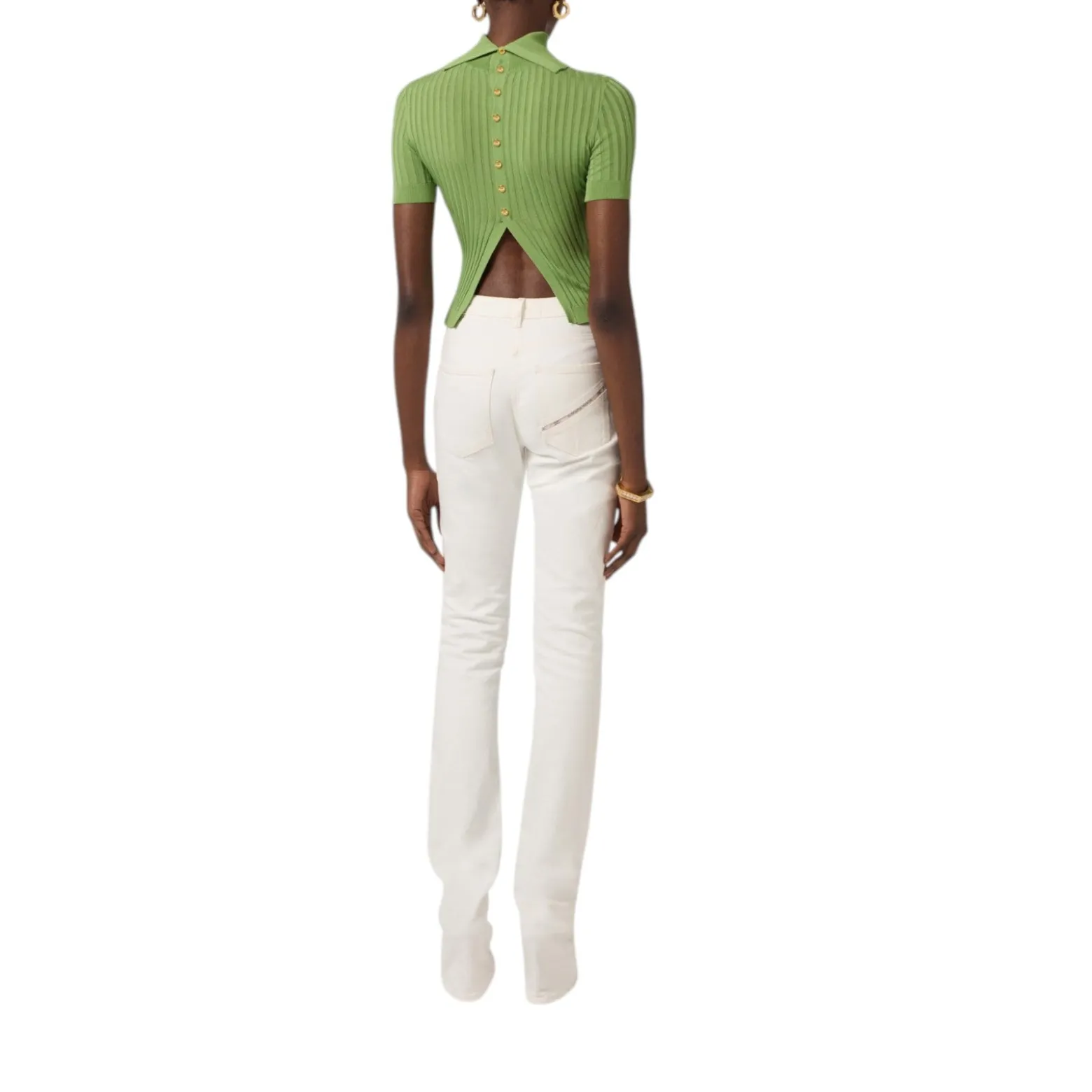 Top donna in maglia con trasparenze