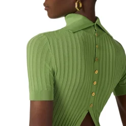 Top donna in maglia con trasparenze