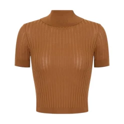 Top donna in maglia con trasparenze
