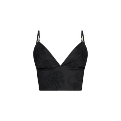 Top donna in popeline con ricamo