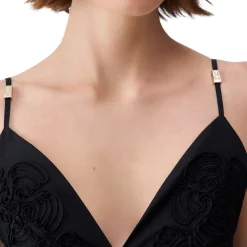 Top donna in popeline con ricamo