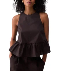 Top donna in popeline con fiocco