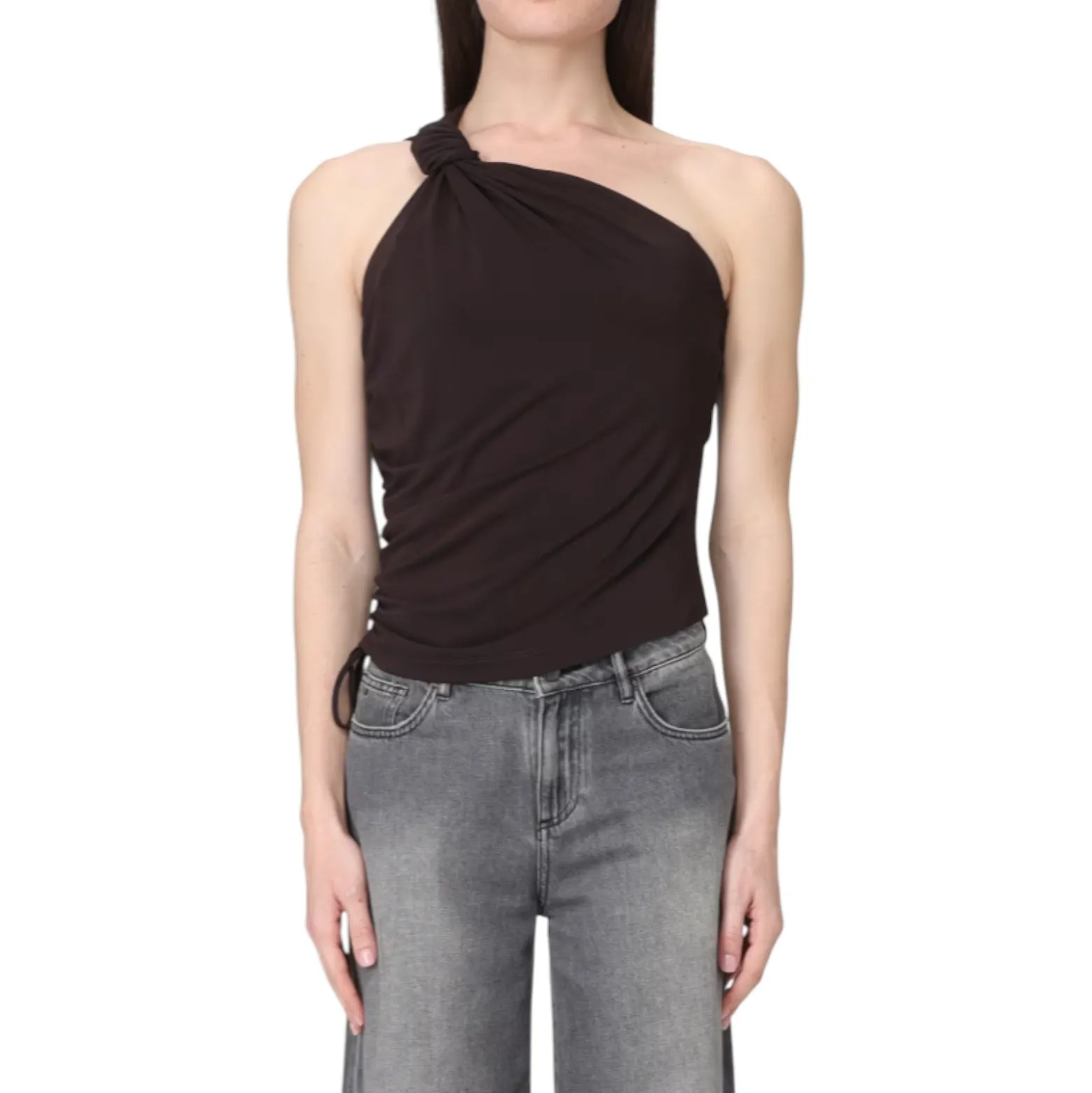 Top donna monospalla con nodo