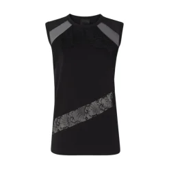 Top donna smanicato con dettagli in pizzo