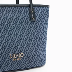 Tote bag donna in denim jacquard