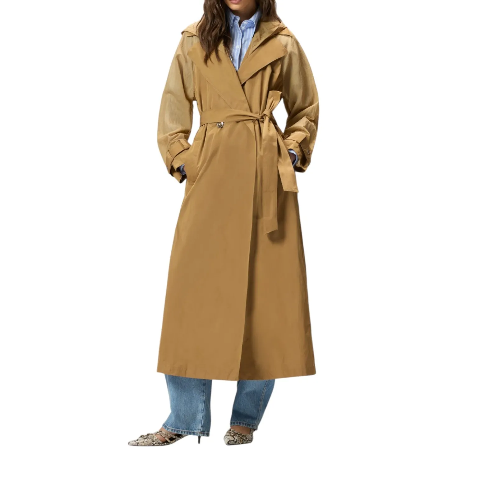 Trench donna con inserti trasparenti