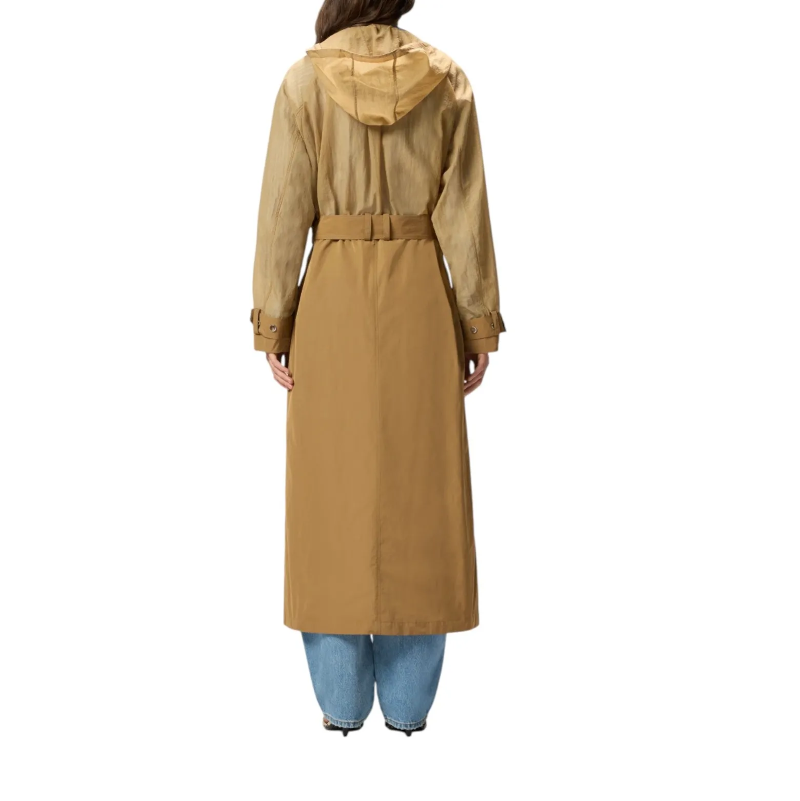 Trench donna con inserti trasparenti