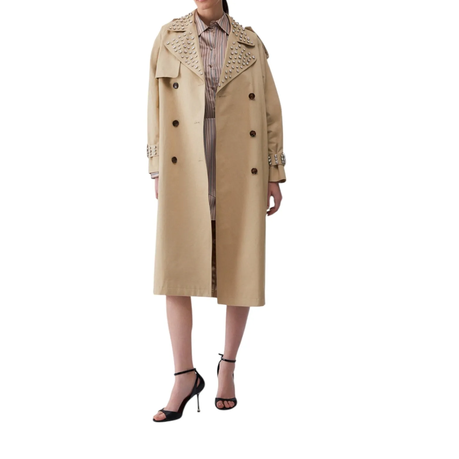Trench donna con ricami gioiello