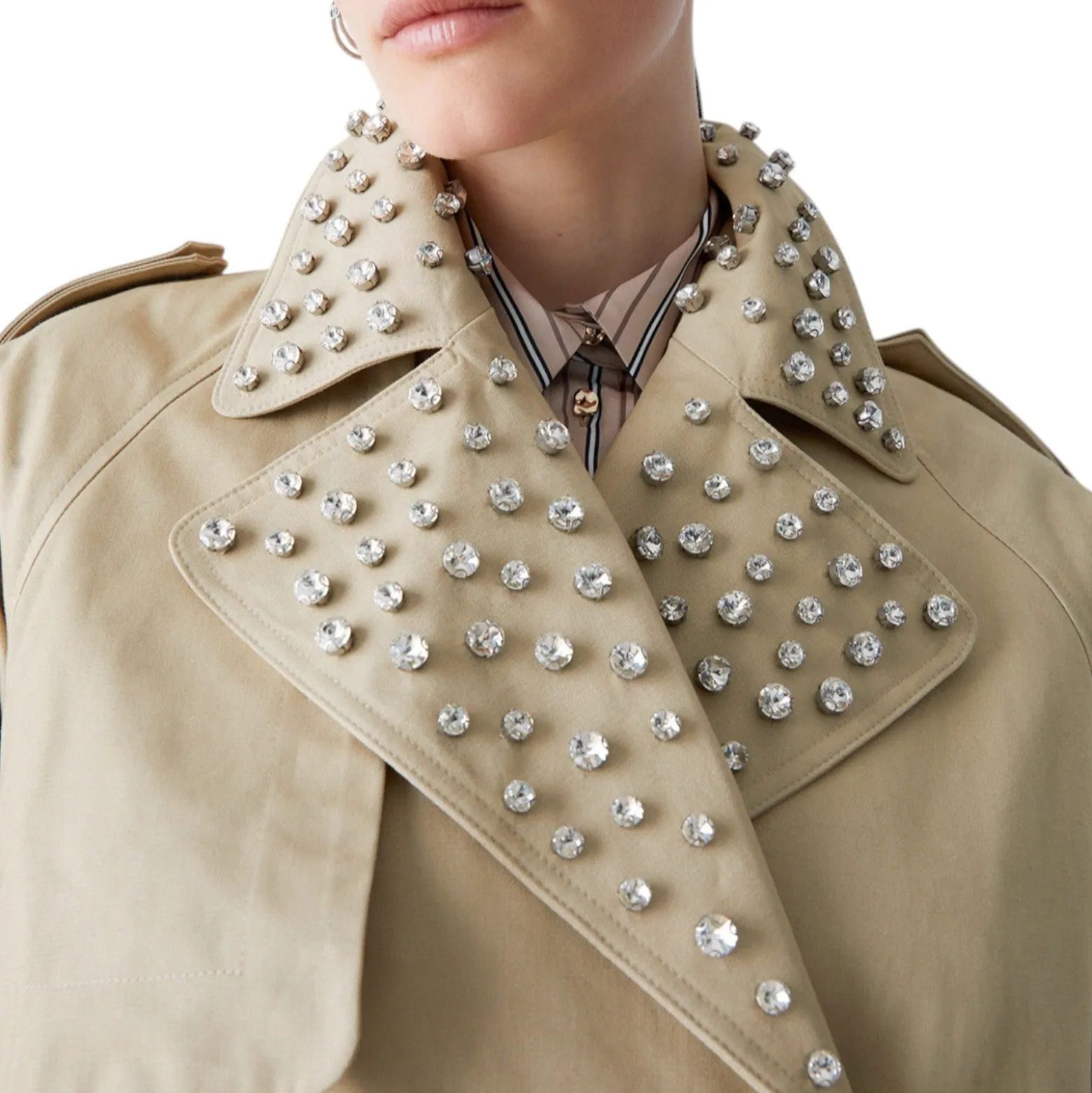 Trench donna con ricami gioiello