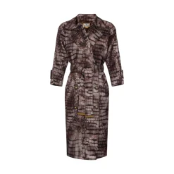 Trench donna in duchesse con stampa alligatore