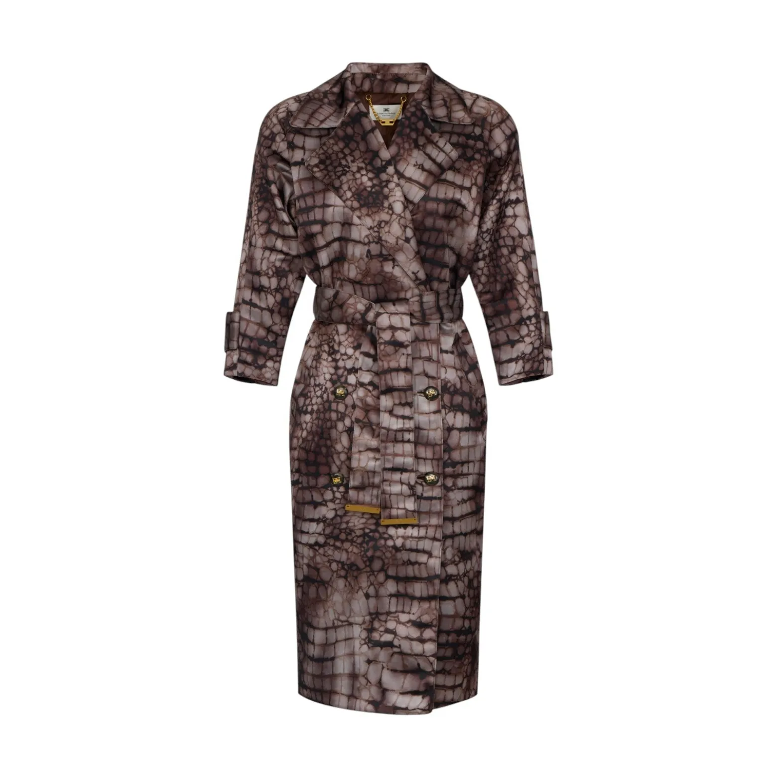 Trench donna in duchesse con stampa alligatore