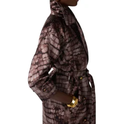 Trench donna in duchesse con stampa alligatore