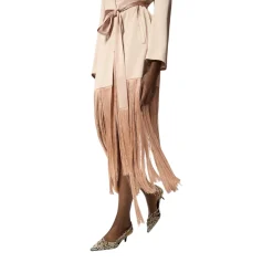 Trench donna in satin con frange