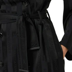 Trench donna in satin con righe jacquard