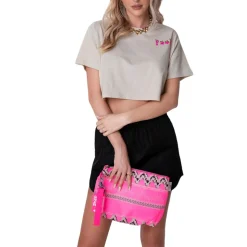 T-shirt crop con stampa donna