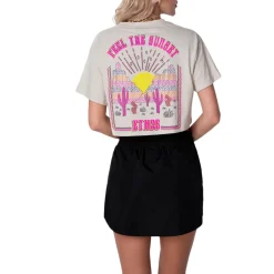 T-shirt crop con stampa donna