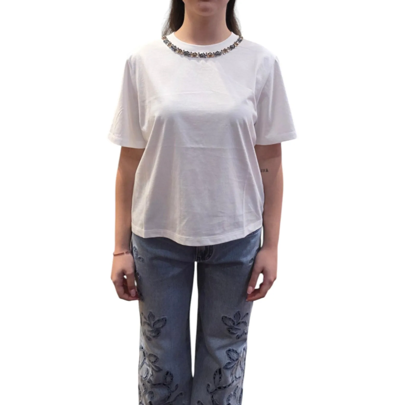 T-shirt donna con dettaglio gioiello