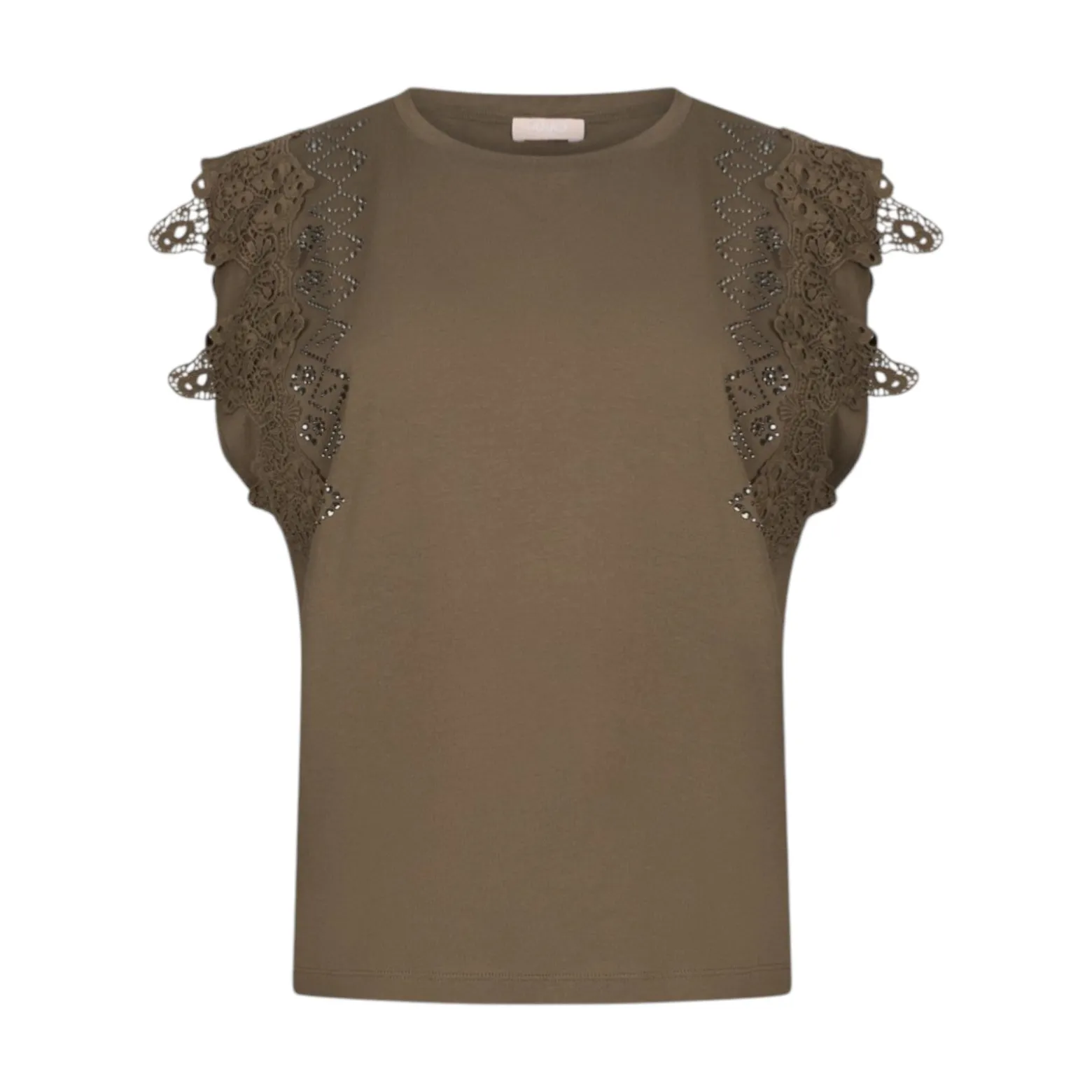 T-shirt donna con dettagli macramè