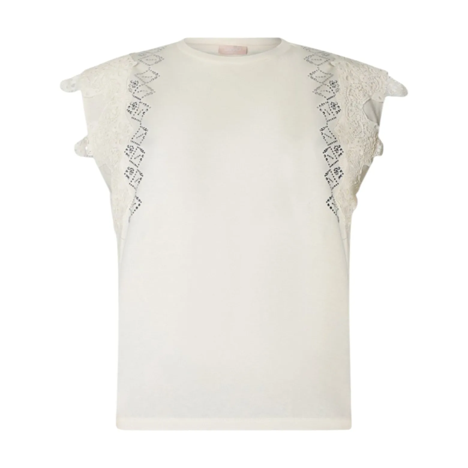 T-shirt donna con dettagli macramè