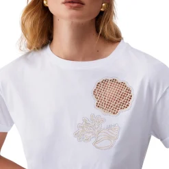 T-shirt donna con ricamo a jour