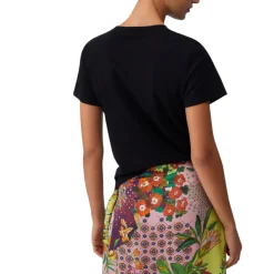 T-shirt donna con stampa e applicazioni