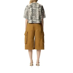 T-shirt donna cropped con stampa snake e Love Birds
