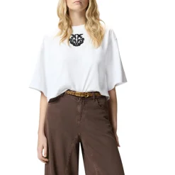 T-shirt donna cropped con ricamo Love Birds